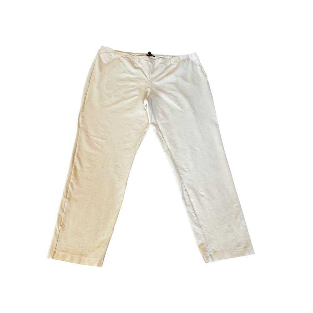 Eileen Fisher Cream Viscose Blend Straight Leg Pull On Pants XXL